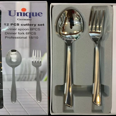 قاشق و چنگال استیل یونیک مدل ناخنی ضخامت 2mm
